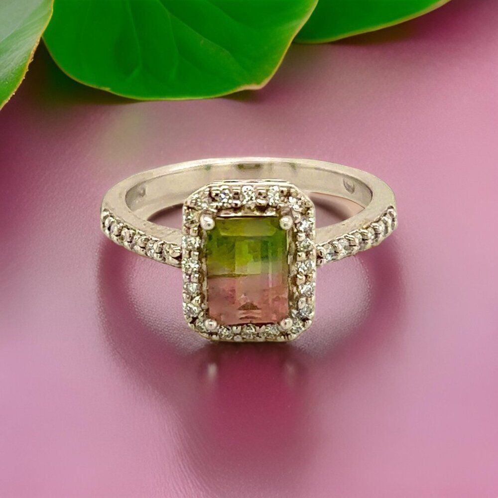 Multicolor Tourmaline Diamond Ring 14k Gold 1.15 TCW Certified $4,450 211930